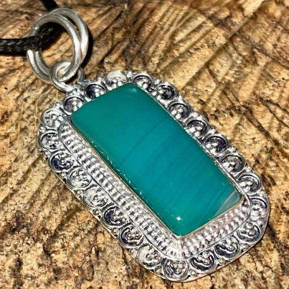 Rectangular Green Botswana Pendant 2” - Picture 12 of 15